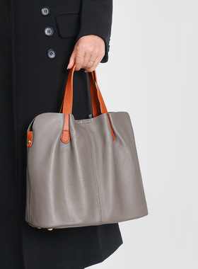 Cale&Klntoe2025款大容量头层牛皮高级感气质托特包斜挎女包