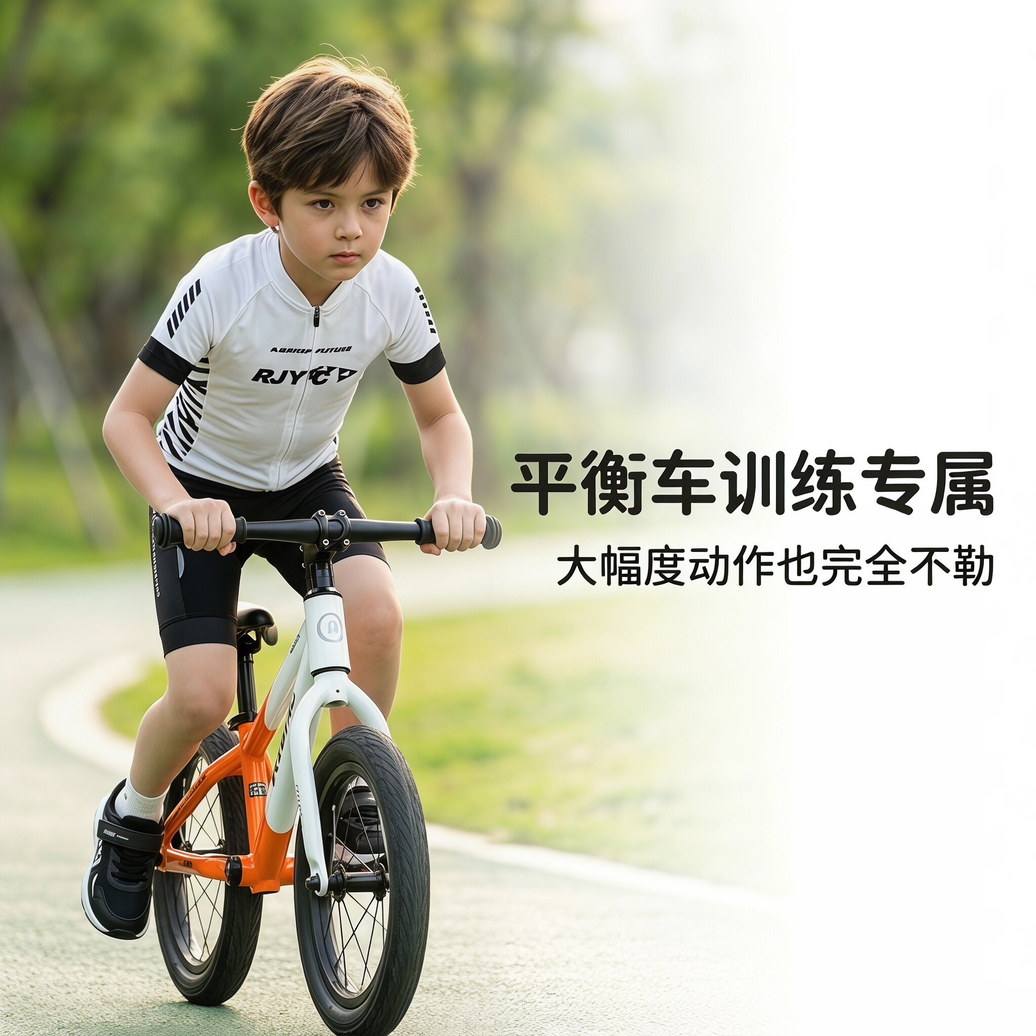 RJYC儿童短袖骑行服套装男女童平衡车自行车速干透气骑行短裤夏季