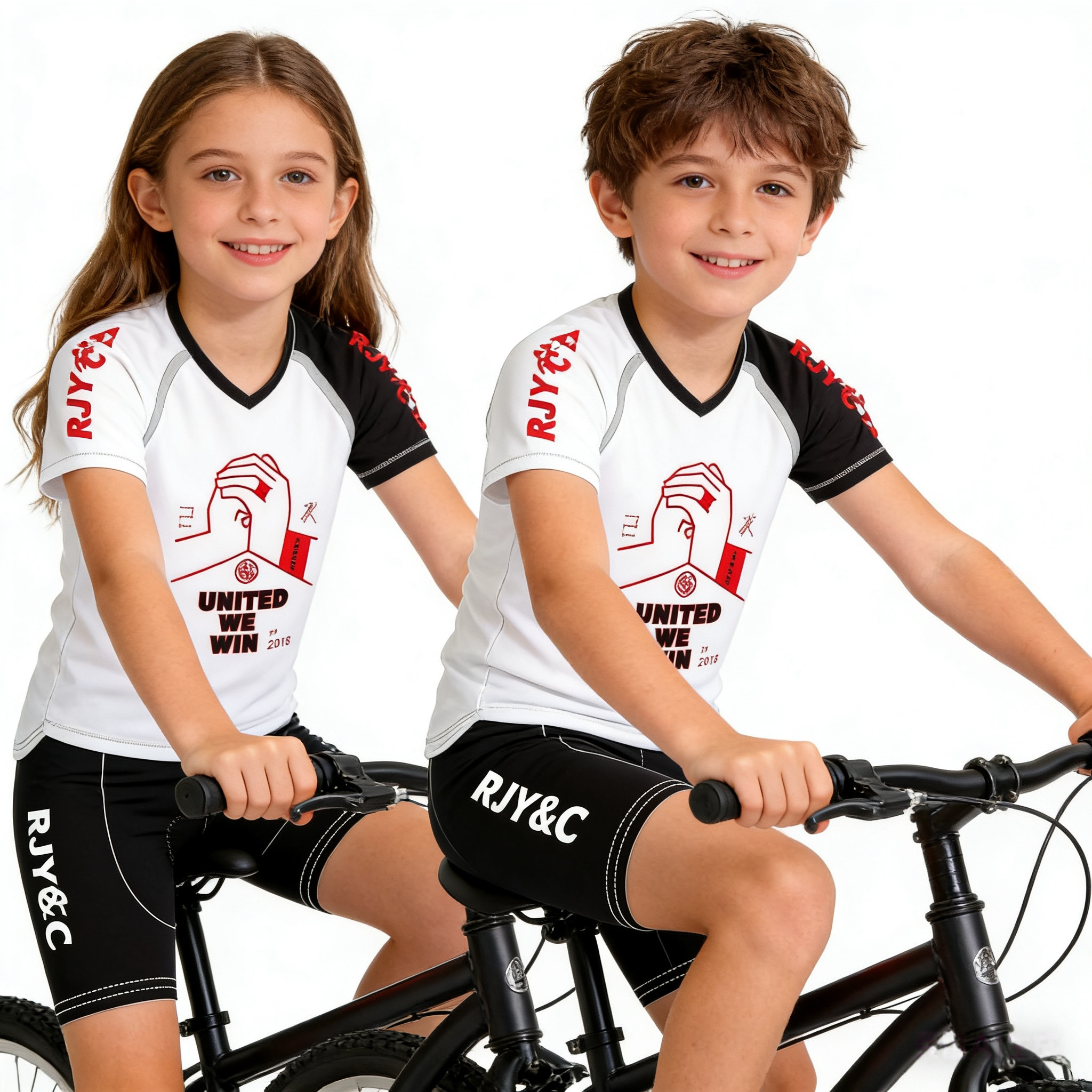 RJYC品牌儿童平衡车骑行服短袖轮滑服运动V领T恤衫赛事服速干透气