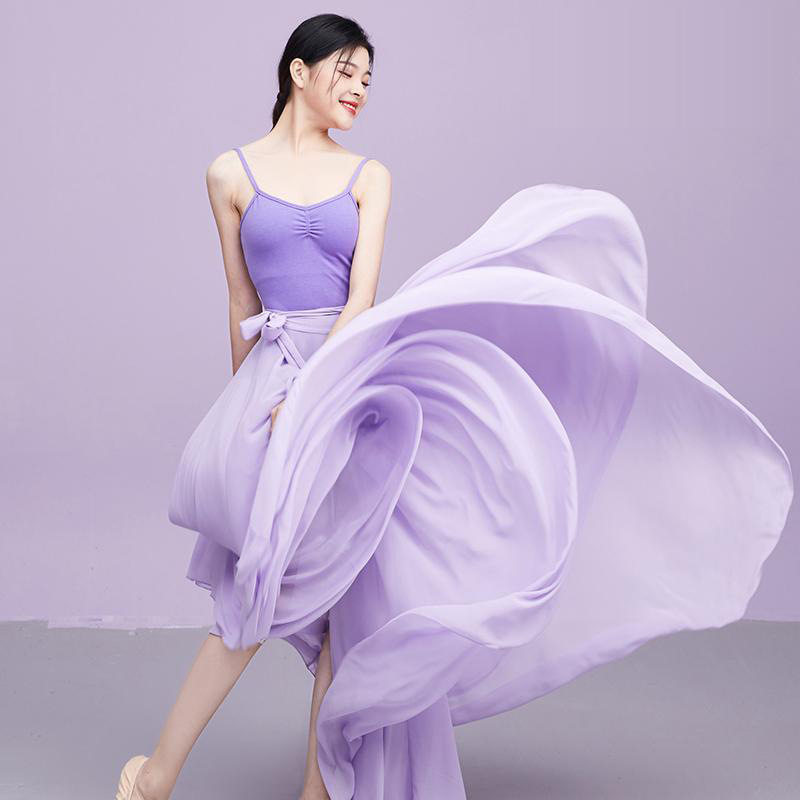 古典舞服飘逸大裙摆半身裙舞蹈演出服女中国风现代练功裙雪纺长裙