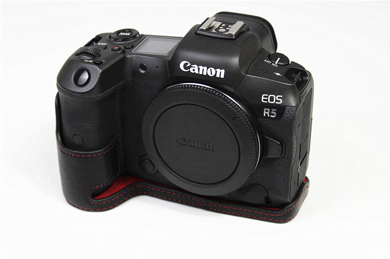 适用佳能eosr5真皮底座相机包