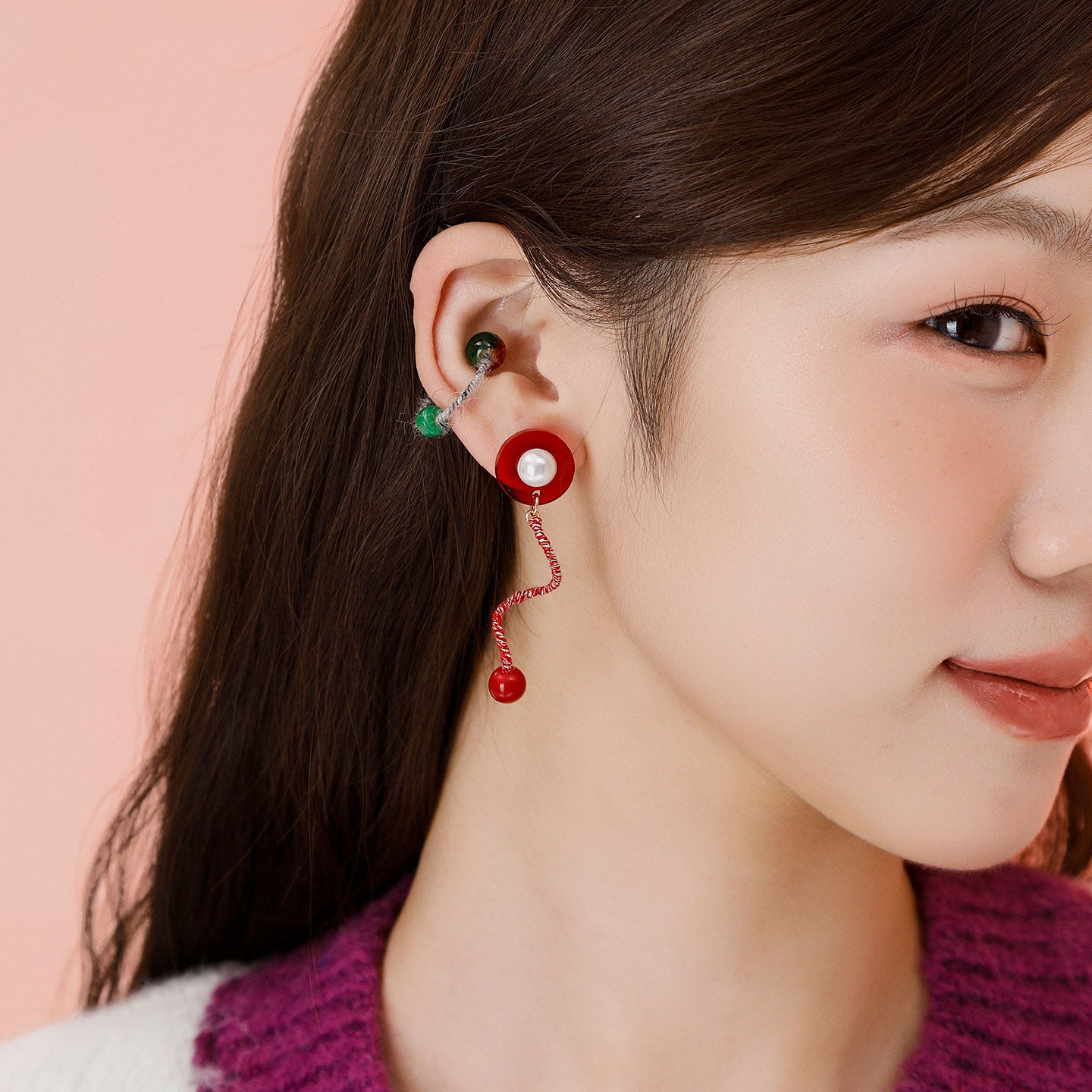 蒜了红色耳饰女新年过年独特手工个性耳环夸张复古耳钉小众设计师