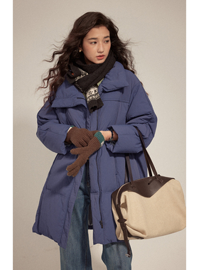 solighter 90白鸭绒立领高领羽绒服女冬季2025新款中长款面包服