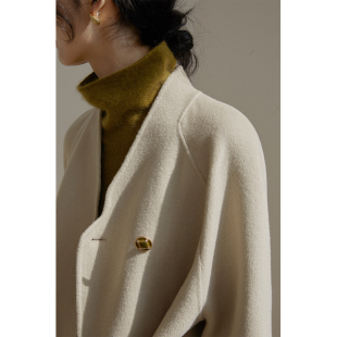 solighter进口澳洲全羊毛双面呢大衣2025冬季 气质一粒扣外套 新款