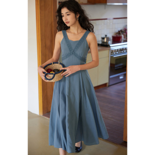 2026新款 solighter 背心连衣裙春季 莱赛尔花边无袖 收腰长裙 法式