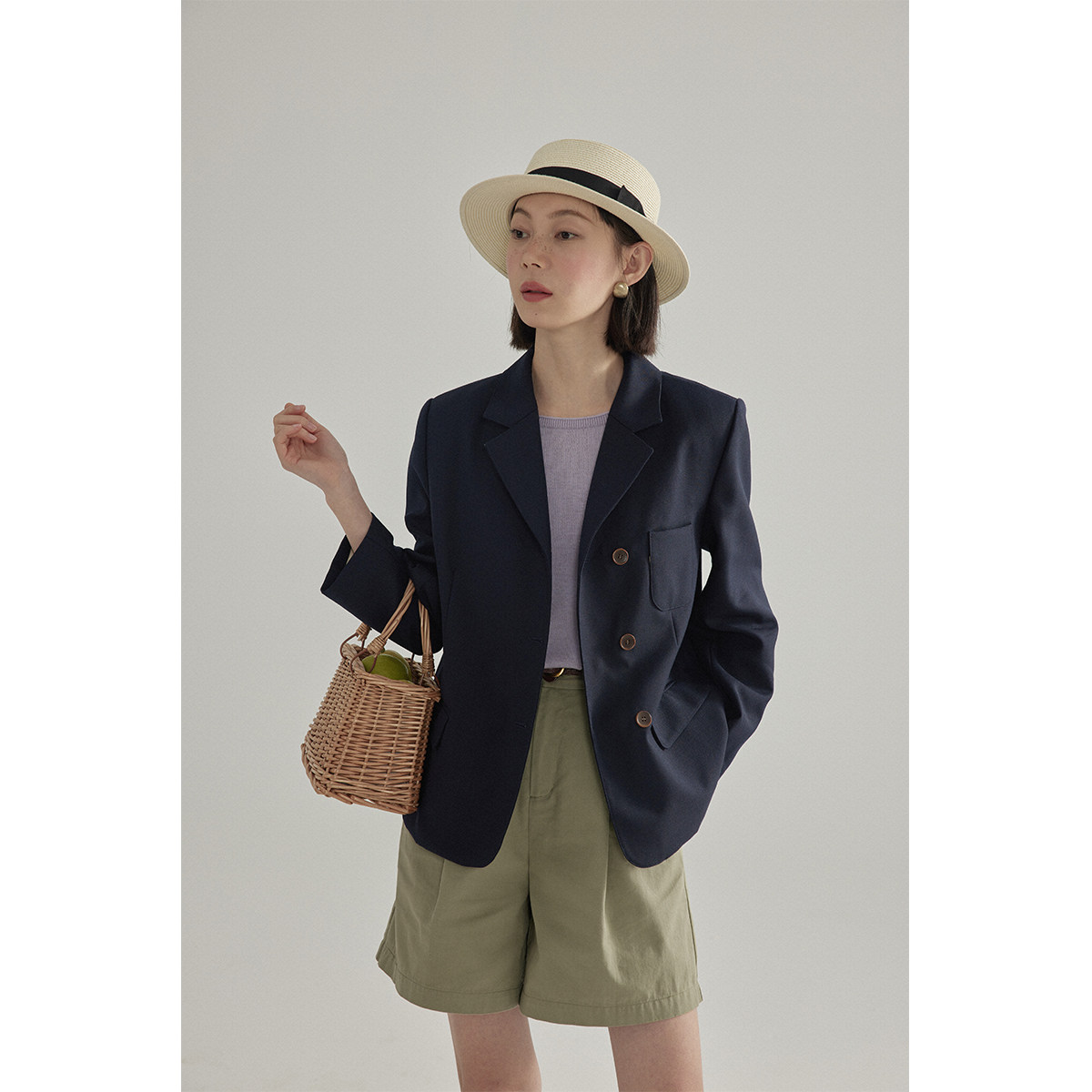 solighter澳洲进口羊毛西装外套2025春季新款气质休闲短款西服,女装/女士精品,西装,淘宝优惠券,粉丝福利购,淘宝优惠卷