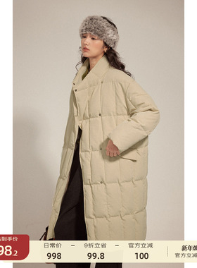 【12/8 零点新品9折】solighter 轻盈零压感斜门襟双排扣长羽绒服