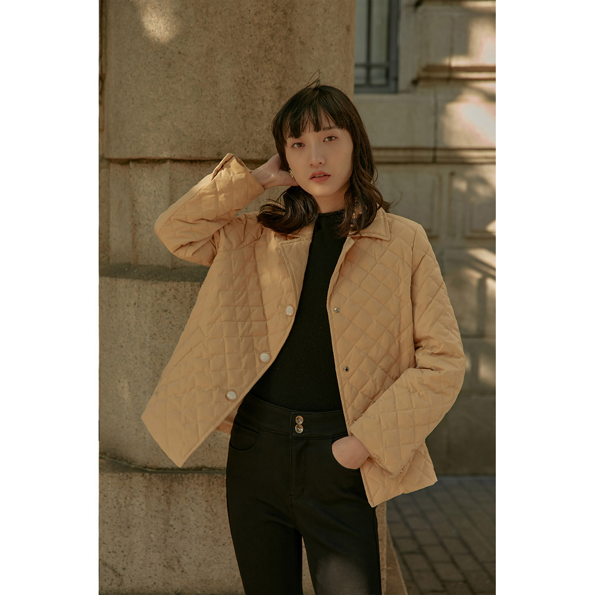 solighter轻薄羽绒服西装翻驳领