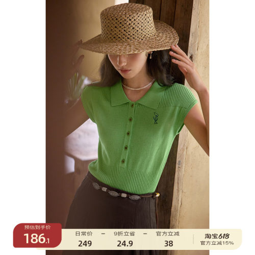 solighter亚麻薄款polo针织衫