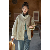 2025新款 solighter 夹克外套女秋季 复古立领工装 显瘦宽松上衣 法式
