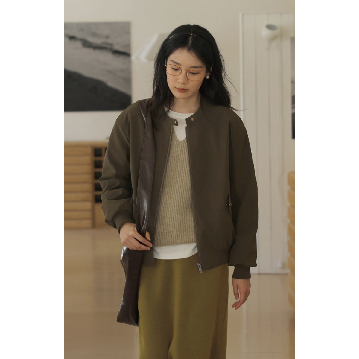 solighter复古雾面pu皮短款皮衣