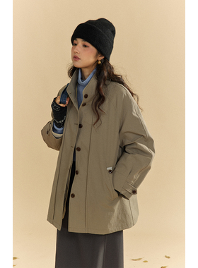 solighter 90白鸭绒可拆卸两件套羽绒服女秋冬新款风衣式厚外套