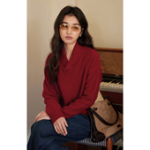 宽松上衣 2026新款 solighter 100%羊毛青果领绞花套头毛衣女冬季