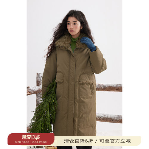 solighter可拆卸毛领派克羽绒服
