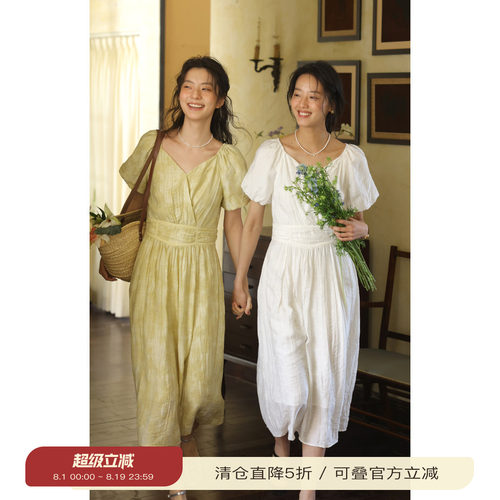 solighter法式天丝v领连衣裙