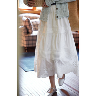 2026新款 重工绣花松紧腰半身裙女春季 复古气质长裙 法式 solighter