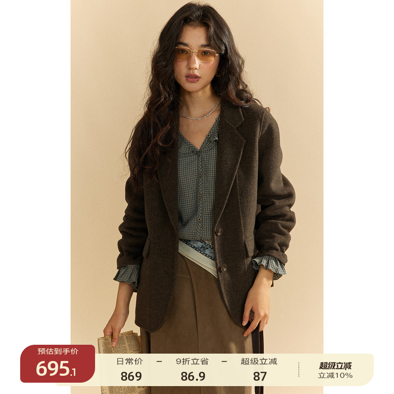 solighter羊毛双面呢西装外套