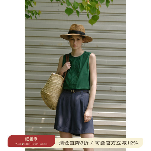 solighter法式直筒短裤休闲裤
