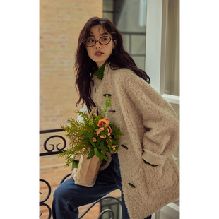 solighter 宽松厚外套 全羊毛圈圈毛皮毛一体外套女秋冬2025新款