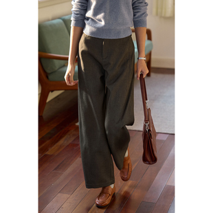 法式 显瘦高腰长裤 莱赛尔羊毛弯刀裤 女秋冬新款 休闲裤 solighter