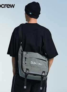 Subcrew潮牌邮差包休闲大容量通勤斜挎包百搭机能电脑单肩包背包
