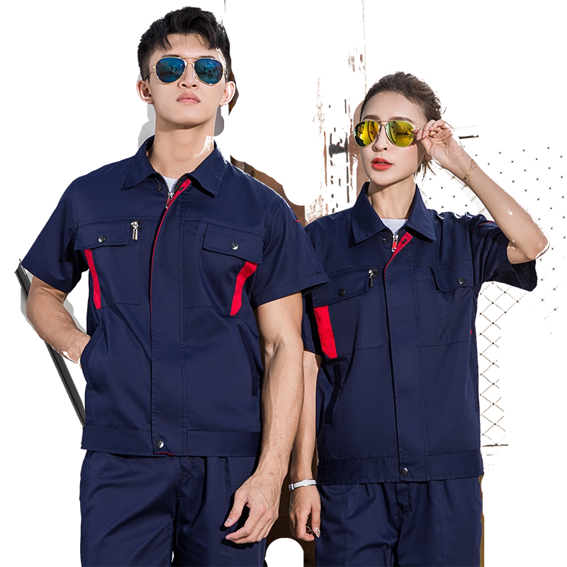 工作服套装男薄款夏季短袖劳保服汽修服透气耐磨上衣车间工程定制