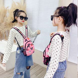 女童粉色小背包多功能可爱粉嫩卡通老鼠外出旅游春游秋游胸包小包