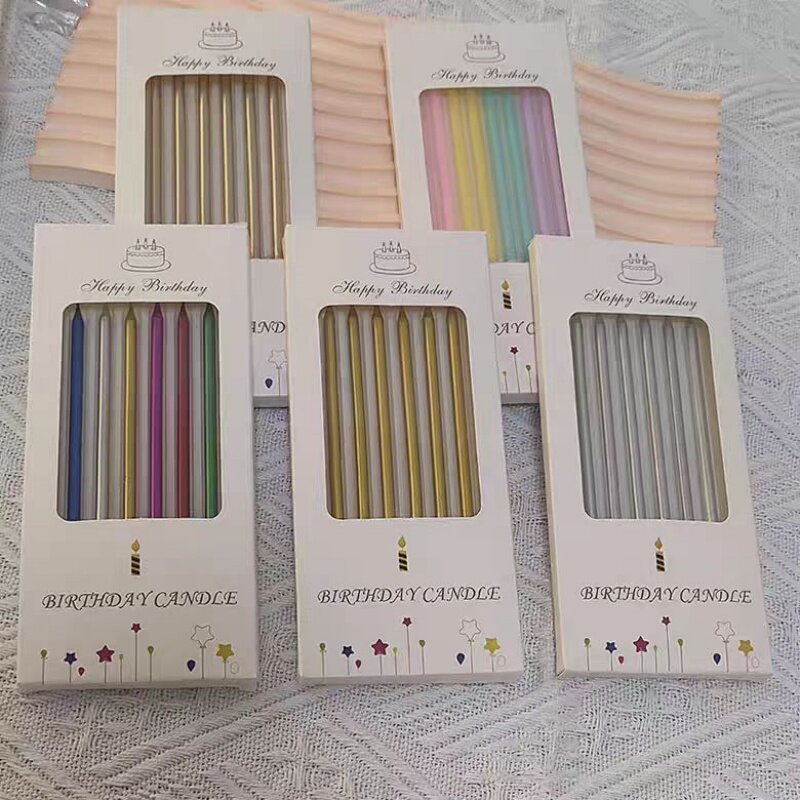 电镀金色直杆生日蜡烛盒装包邮