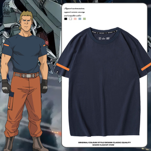 动漫机动战士高达闪光的哈萨维周边短袖T恤男女纯棉宽松半袖上衣