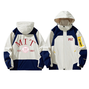 美工名校麻省理工大学纪念冲锋衣服男女情侣装秋冬外套潮宽松夹克