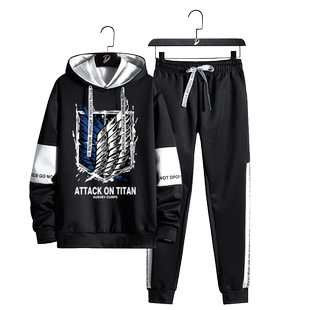 进击的巨人调查兵团标志自由之翼周边卫衣套装男女动漫潮宽松衣服