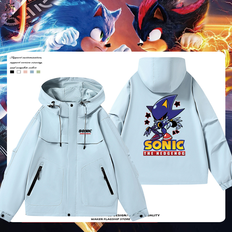 刺猬索尼克卡通周边连帽夹克春秋宽松冲锋衣休闲动漫宽松百搭衣服