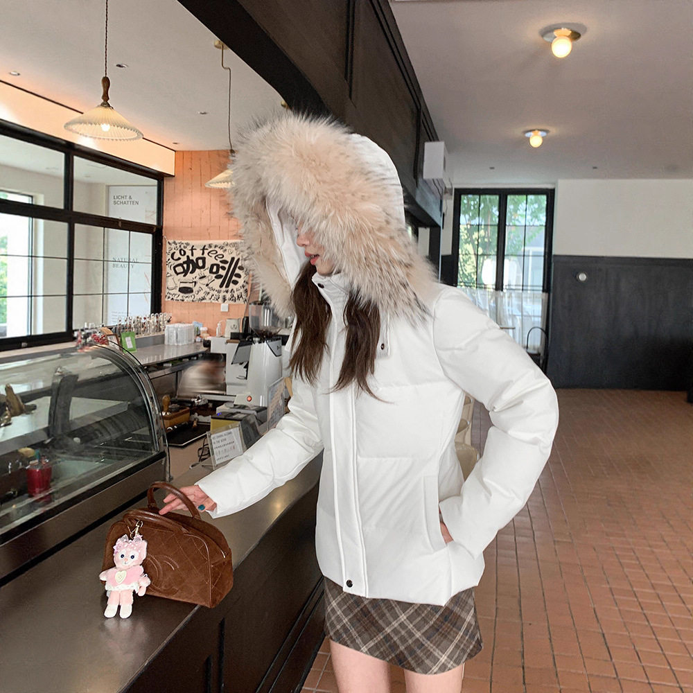 东北哈尔滨90白鸭绒网红收腰羽绒服女冬季短款修身貉子毛毛领外套,女装/女士精品,羽绒服,淘宝优惠券,粉丝福利购,淘宝优惠卷