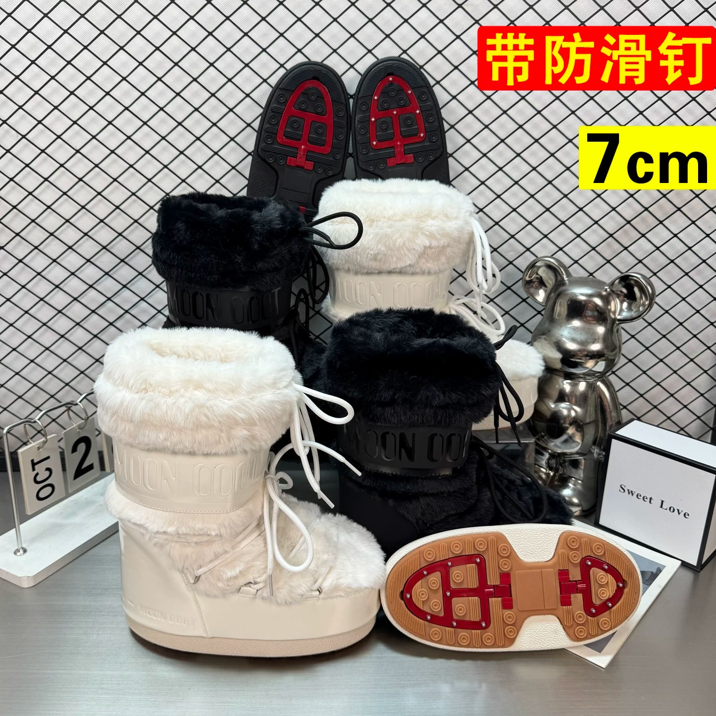 冬季女加绒厚底防滑雪地靴新款