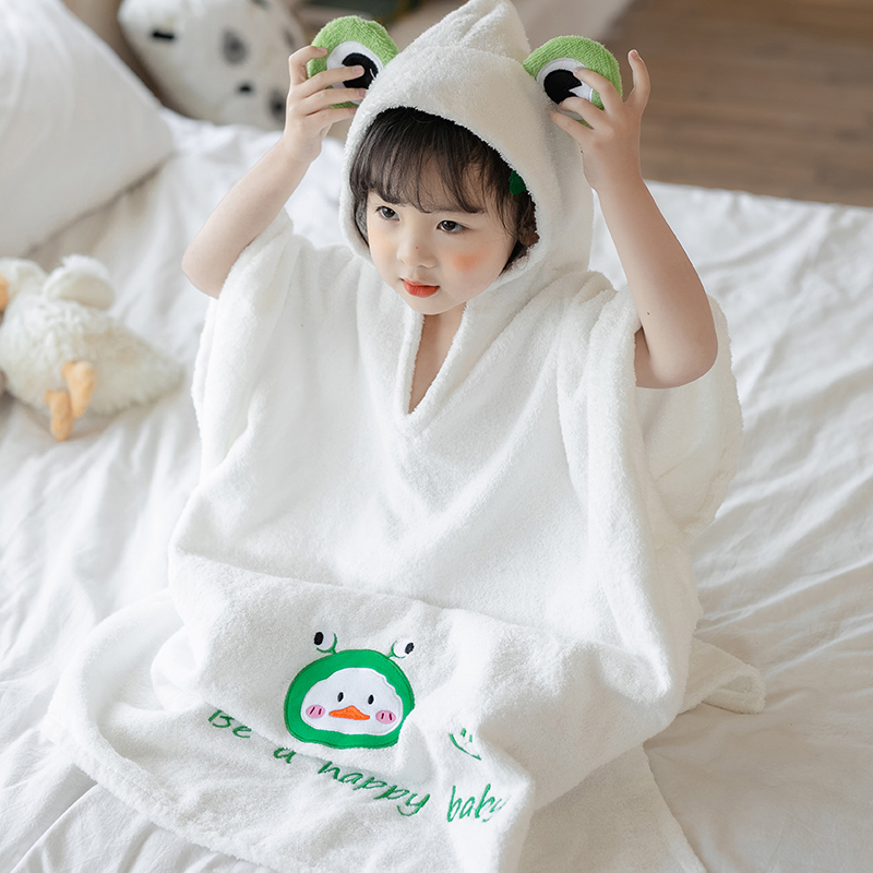 雏袖卡通纯棉斗篷连帽浴袍