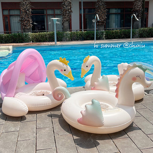 网红儿童游泳圈宝宝座圈遮阳泳圈男童女童腋下圈幼儿防侧翻救生圈