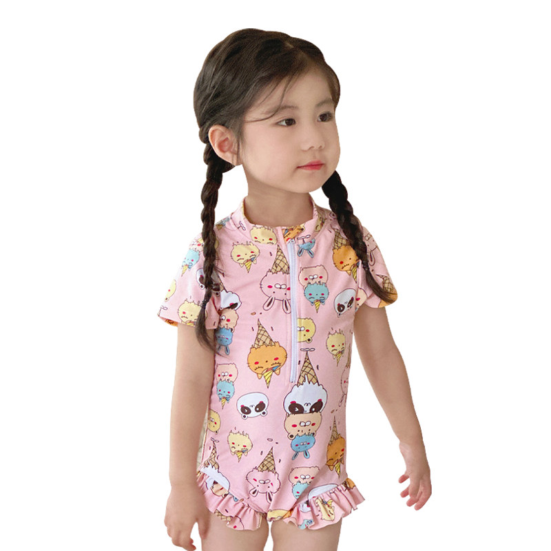 新款女童泳衣夏季儿童卡通可爱连体速干游泳衣宝宝洋气公主泳装