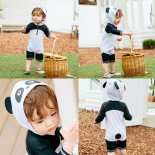 儿童泳衣男童ins宝宝女童可爱连体卡通泳装 中小童速干防晒游泳衣