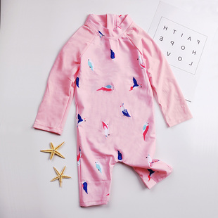 6岁幼儿婴儿游泳衣 宝宝连体泳衣儿童长袖 女童防晒泳装