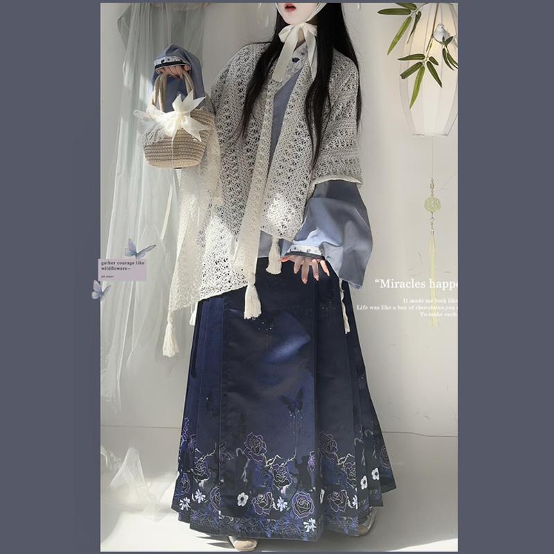 落芸烟暗夜玫瑰]汉洋折衷明制汉服女交领琵琶袖马面裙日常秋新款 - 实物图