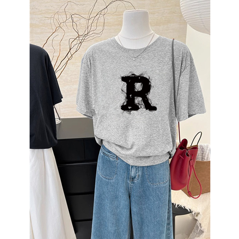 广州十三行爆款~夏季新款2025年设计感小众字母纯棉短袖T恤女小衫