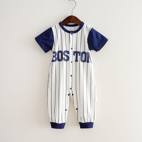 纯棉新生短袖长裤连体衣夏季