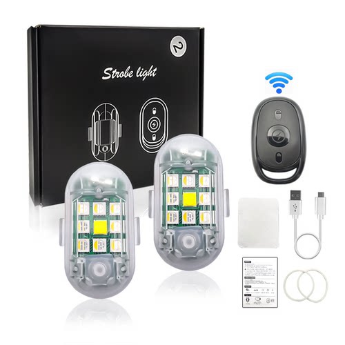 汽车摩托爆闪灯免改装无人机飞机灯USB无线遥控夜航灯户外警示灯