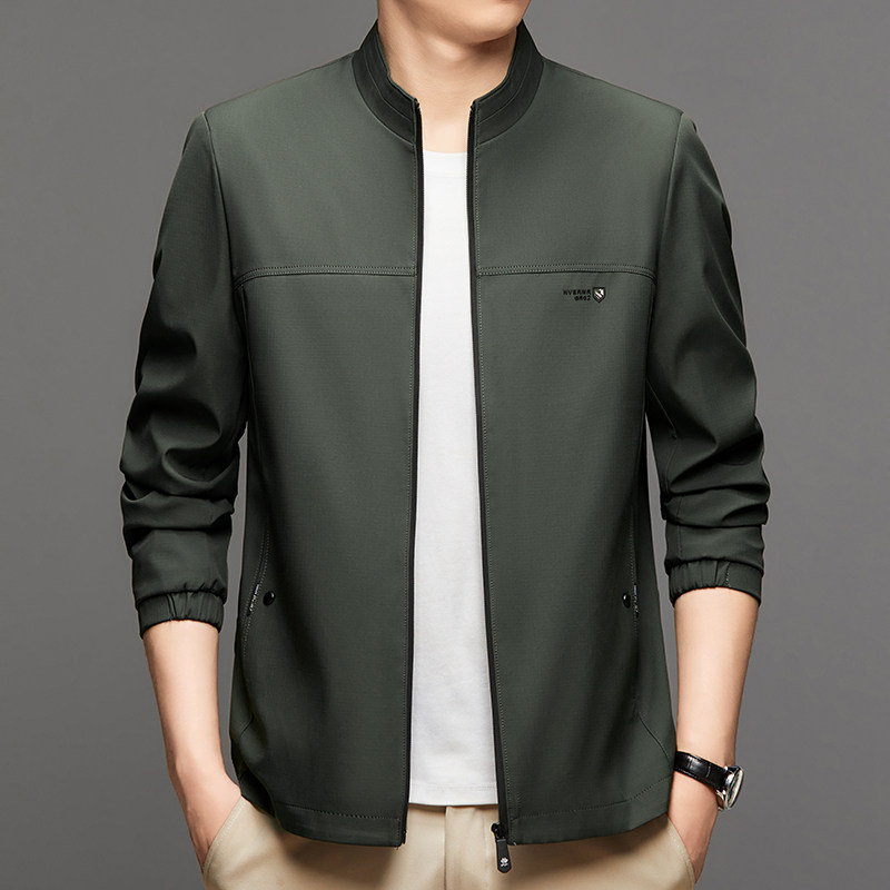 男士立领夹克衫2025春秋季新款时尚休闲商务中年爸爸男装茄克外套