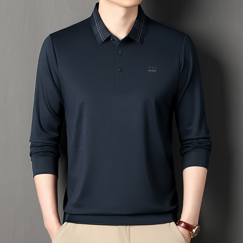 爸爸装春秋款长袖t恤男士翻领薄款打底衫纯色中老年商务Polo衫男,男装,中老年上装,淘宝优惠券,粉丝福利购,淘宝优惠卷