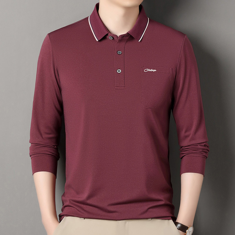 春秋款t恤Polo衫男士中老年宽松大码上衣爸爸男装长袖翻领打底衫,男装,中老年上装,淘宝优惠券,粉丝福利购,淘宝优惠卷
