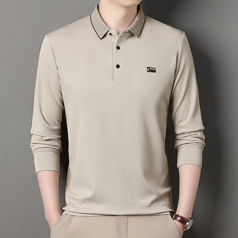 商务休闲Polo衫男士翻领宽松上衣服中老年春秋季长袖t恤打底衫男,男装,中老年上装,淘宝优惠券,粉丝福利购,淘宝优惠卷