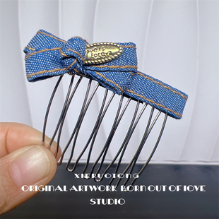 韩式碎发夹儿童倒插梳发梳小号夹子蝴蝶结头饰发夹盘发夹牛仔发饰