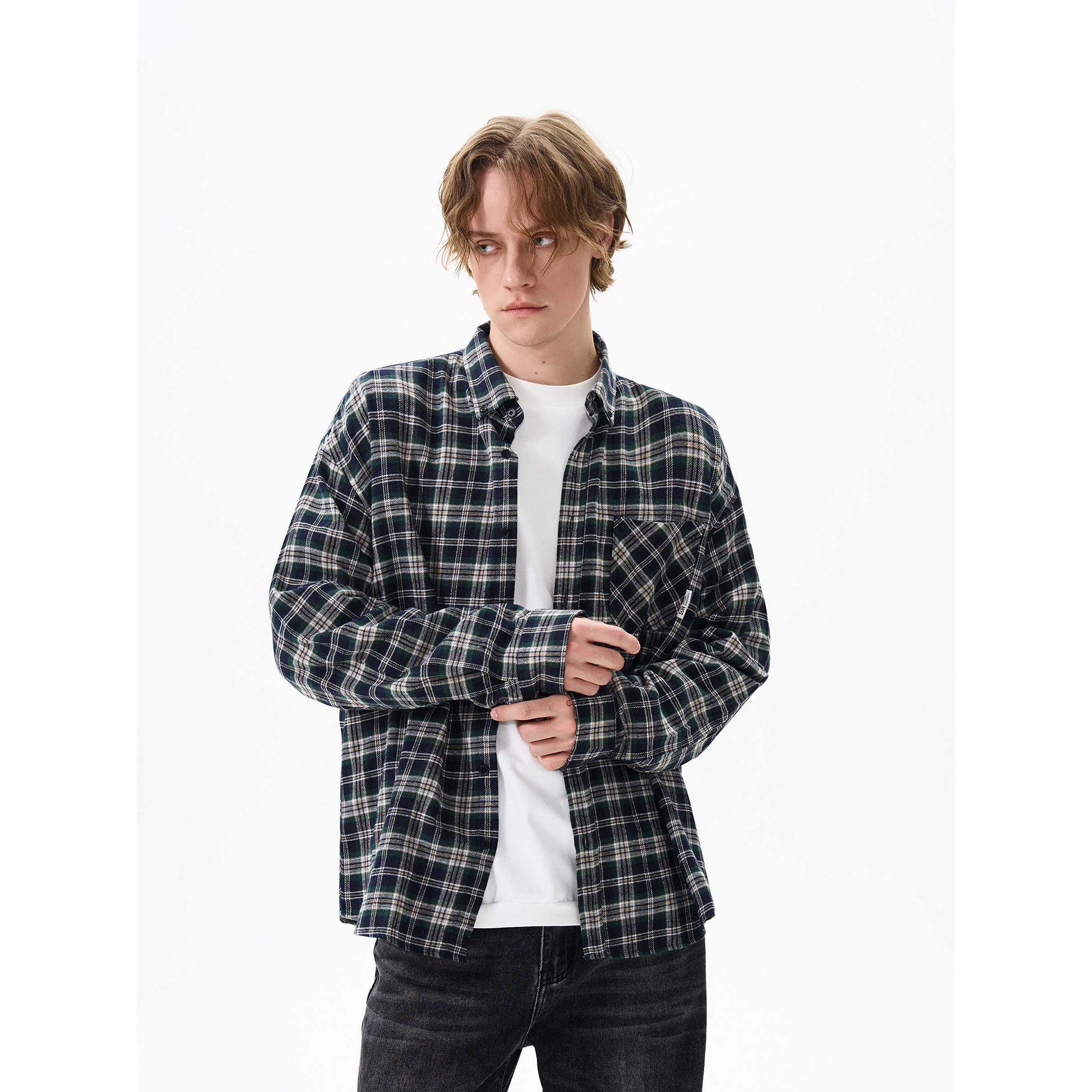 美式长袖格子衬衫男春秋cleanfit休闲宽松上衣帅气百搭衬衣外套潮,男装,衬衫,淘宝优惠券,粉丝福利购,淘宝优惠卷