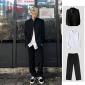 西装 新中式 夹克外套赵山河同款 男春季 一整套西服学生班服潮 中山装